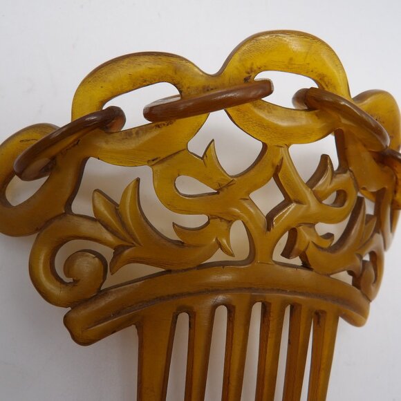 Victorian Steer Horn Hair Comb Cable Link Design main image 5